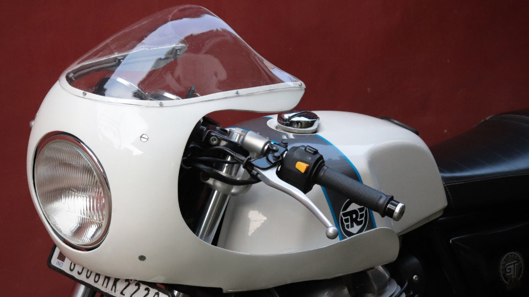 The all new retro bolt-on fairing kit for the Royal Enfield Continental GT 650 by J&D Custom Co.