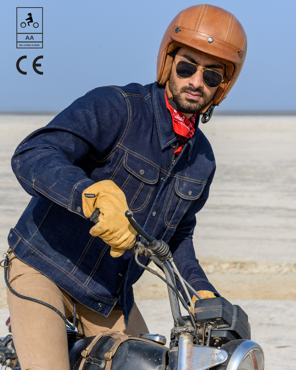 zero: denim riding jacket – trip machine company